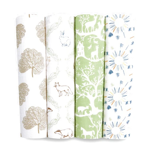 aden + anais Essentials Muslin Swaddle Blankets for Baby Girls and Boys, Newborn Receiving Blanket for Swaddling, 100% Cotton Baby Swaddle Wrap, 4 Pack, Harmony