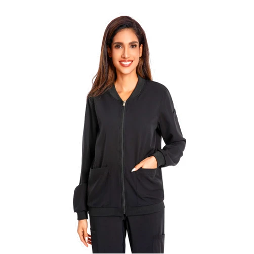 PuriPure Uniforms Zip Front Scrub Jackets for Women with 4 Pockets