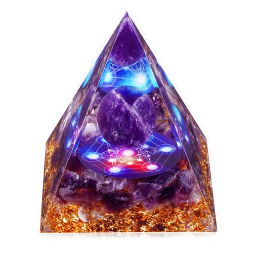 Hopeseed Orgone Pyramid for Positive Energy, Orgonite Amethyst Healing Crystal Pyramids for Reduce Stress Chakra Reiki Healing Meditation Attracts Lucky and Success