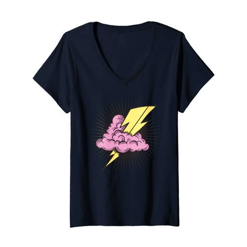 Köln Karneval Outfits für echte Kölner Funny Pink Cloud with Flash Graphic for Men Women Children V-Neck T-Shirt