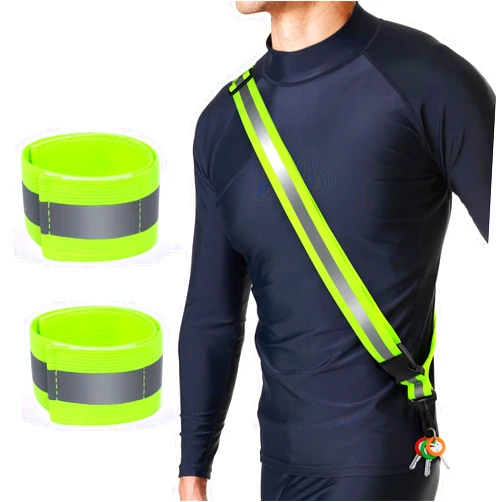 Simket Reflective Sash for Walking at Night, High Visibility Reflective Running Gear Night Walking Safety Gear for Men Women Kids, Reflective Sash with 2 Pcs Reflective Armbands for Running Walking