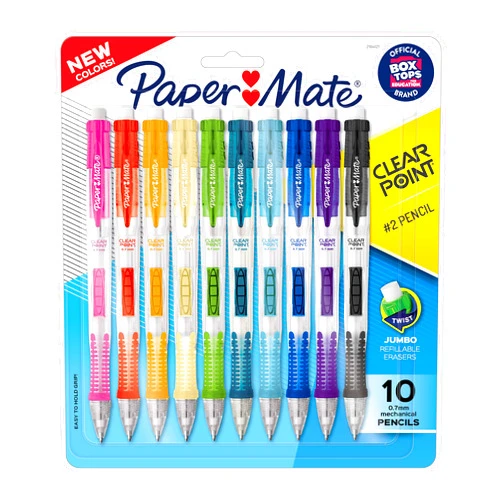 Paper Mate Clearpoint Mechanical Pencils 0.7mm, HB #2 Pencil Lead, 2 Pencils, School Supplies, Teacher Supplies, Drawing Pencils, Sketching Pencils, Assorted Barrel Colors, 10 Count