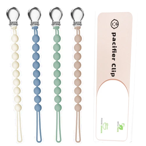 Loviomad Pacifier Clips for Baby Boy- Loviomad Silicone Paci Clip for Philips Avent Soothie Binky Holder, Baby Newborn Essentials Shower Birthday Gift Round(4-Pack)