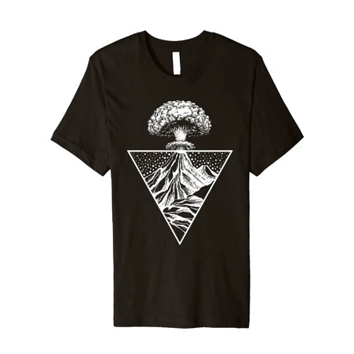 Geology Nerd Science Teacher Gift Geology Volcano Eruption Lava Magma Atom Bomb Mushroom Cloud Premium T-Shirt