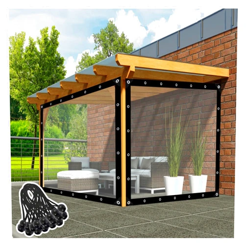 HSYFdy ++ Weather Resistant Pergola Side Curtains for Gazebo, Clear Tarp with Metal Grommet, Tarpaulin Cover Waterproof UV Tear and Resistant for Outdoor, Garden, Pavilion HSYFdy (Color : Clear, Size : 8x2