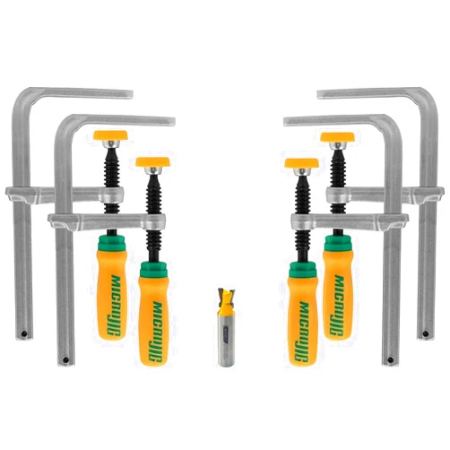 MICROJIG GRR-RIPPER DVC-538K2 Match Fit Dovetail Clamps 4-piece with Router Bit, Bundle