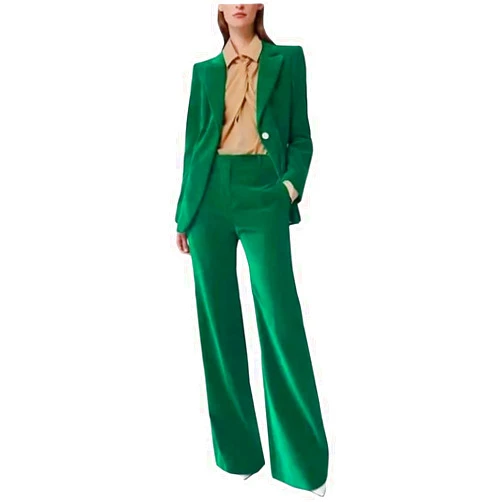 CAIZI 2 PC Velvet Women Suit Notch Lapel Business Suits for Work Professional Office Lady Suit