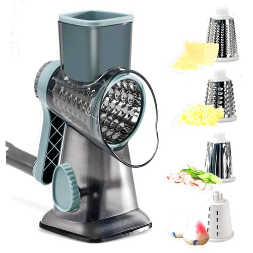 EDEFISY Rotary Cheese Grater - 4-in-1 Kitchen Shredder, Hand Crank Cheese Grater with Suction & 4 Interchangeable Drums for Cheese, Vegetable, Nuts, Chocolate, Ice