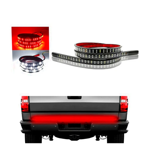 Yourkar Tailgate Light Bar, 47 Inch Double Row LED Tailgate Light Bar, LED Flexible Strip with Red Running Brake White Reverse for Pickup Trailer SUV RV VAN, Car Accessories