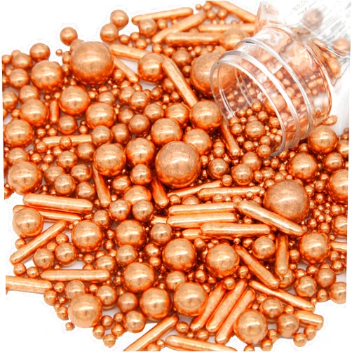 HIFUNBK Copper Gold Mixed Pearl Sugar Sprinkles For Cake Decorating,Metallic Edible Luxury Dragee For Baking Cookie Cupcake Topper