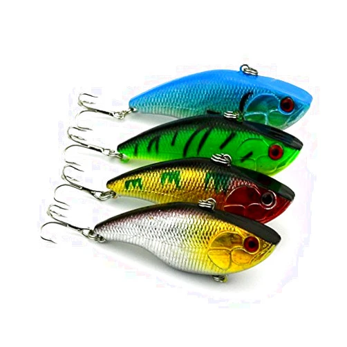 LENPABY 4PCS Sinking Rattling Wiggler VIB Lipless Crankbaits Hard Fishing Lures Wobbler for Sea Bass & Trout 7.5cm/2.95