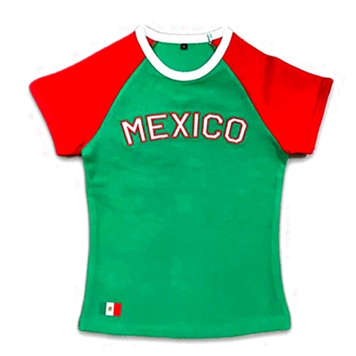 MANGMAO Vintage Graphic Baby Tees for Women Brazil Shirt Y2k Tops Mexico Crop Top Jersey 2000s Summer Going Out Tops