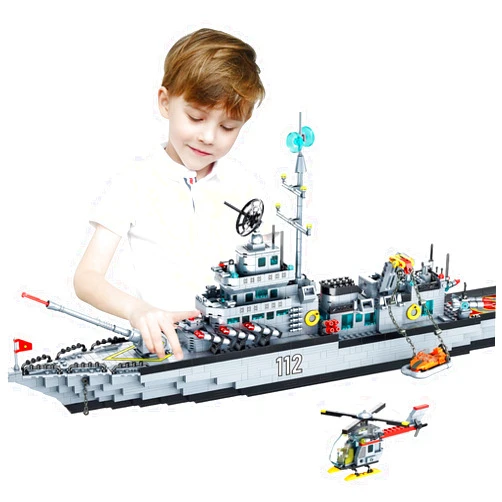 PinkBee Military Battleship Building Set for Boys 8-14, Police Boat Ship 8-IN-1 Navy Warship Toys Model Kits MOC Construction Birthday Gift for Adults Men Age 8-12,14+ Compatible with Lego (2000+ PCS)