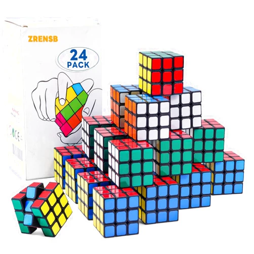 ZREVSB 24 Pack Mini 3x3 Cube Puzzle, 1.18 Inch Small Twisty Brain Teaser, Pocket Size Magic Cube Toy for Kids, School Rewards & Classroom Prizes, Birthday Party Favors