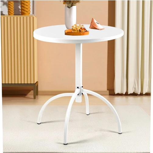 Lisuden Patio Bistro Metal Dining Table, Outdoor Steel Slat Round Table for 2 Person,Diameter 23.6