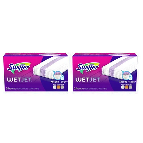 Swiffer WetJet Hardwood Floor Cleaner Spray Mop Pad Refill, Multi Surface, 24 Count (Pack of 2)