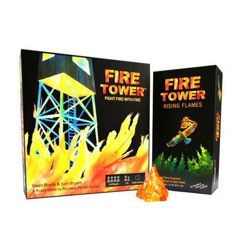 Runaway Parade Games Deluxe Fire Tower Board Game + Super Deluxe Rising Flames Expansion Bundle (includes Two Mini expansions!) - Fight fire with fire in Fast paced and Competitive Game | Easy to Learn | 15-30 min…