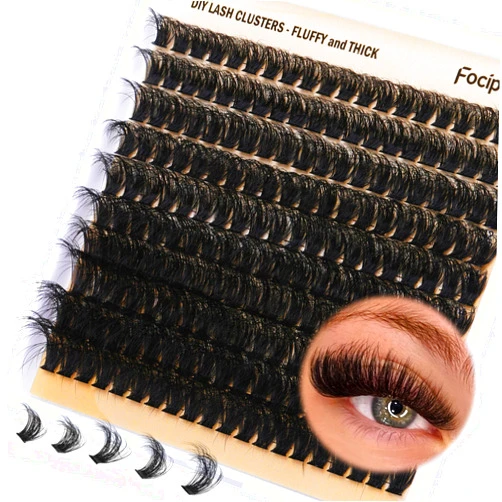 Focipeysa DIY Lash Clusters Fluffy Volume Eyelash Extension 10-18MIX D Curl Individual Lash Clusters 90D Individual Lashes Extensions Clusters Lashes DIY Lash for Beginners by Focipeysa