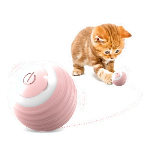 Crmanedy Interactive Cat Toy Ball-USB Rechargeable Automatic Cat Toy，Cat Balls Automatic Moving Rolling Cat Toys for Indoor Cat Kitten，Smart Ball Cat Toy Gift for Your Kitty (Pink*2)
