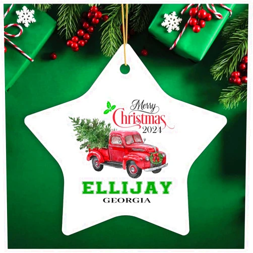 Generic Christmas Tree Ornaments Ellijay Georgia Gift Holiday Decoration Present Ellijay GA Souvenirs Hometown 2024 New Home Keepsake 3