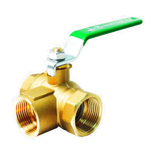 Nigo Valve NIGO Industrial Co. 180SS Series 3-Way (L-Port) Forged Brass Ball Valve, Lever Handle, NPT Female, Full Port 400WOG, (Available 1/4