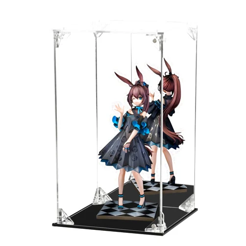 Dezzer Acrylic Display Case for Collectibles Assemble Clear Acrylic Display Box with Mirrored Back, Alternative Glass Case for Action Figures Lego Model Doll Toys Display (6x6x10 inch; 15x15x25 cm)