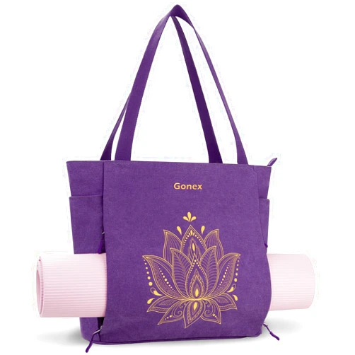 Gonex Yoga Mat Bag, Large Tote Bag with Multi Pockets for Women Men, Canvas Mat Carrier, Full Zipper Easy Access for Pilates Gym Travel