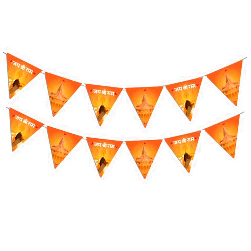 Festiko Jai Shree Ram Banner, 26 Count, Multicolor, Cardstock, Lightweight, Foldable, Religious Banner for Home Decorations, Puja, Women,26 pcs