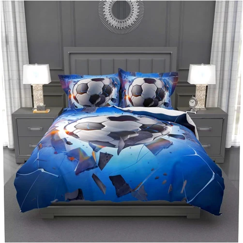 Lokaluo Football Duvet Cover Twin Size 3D Printed Football Sports Soccer Ball Cullet Twin Duvet Cover Set Sports Theme Bedding Set Bedroom Decor All Season 3 Pcs Comforter Cover with 2 Pillowcases