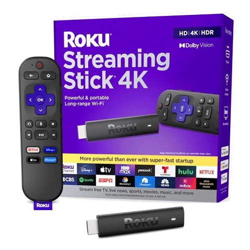 Roku Streaming Stick 4K | Portable Roku Streaming Device 4K/HDR/Dolby Vision, Roku Voice Remote, Free & Live TV