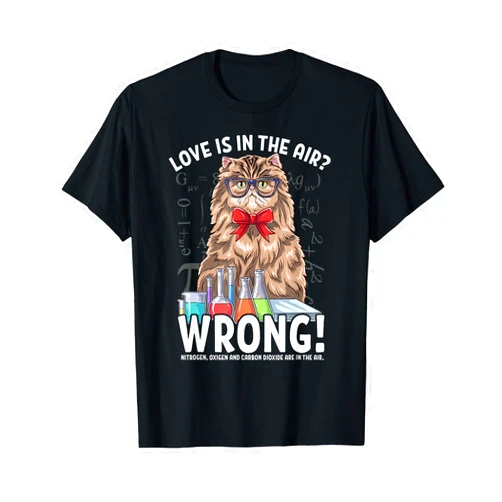 Professor Cat Memes Gifts by NLTS Love is in the Air? Wrong! Hilarious Cat Scientist T-Shirt