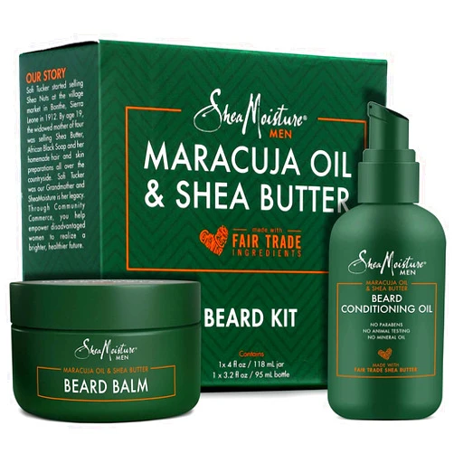 SheaMoisture Beard Oil & Beard Balm - Beard Kit for Men w/Maracuja & Fair Trade Organic Shea Butter, Dry Beard Oil, Softener & Conditioner (2 Piece Set)