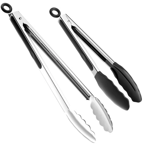 ChefAide Set of 2 Cooking Tongs,600ºF High Heat-Resistant,Kitchen Utensils,Cooking Utensils for Grill,Salad,BBQ,Frying,Baking,Serving 9/12 inches