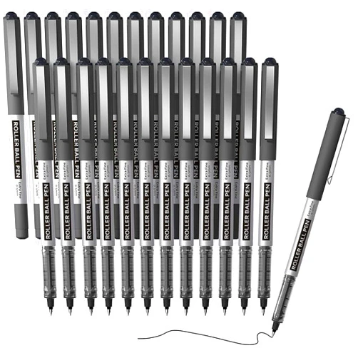 Shuttle Art RollerBall Pens, 25 Pack Black Fine Point Roller Ball Pens, 0.5mm Liquid Ink Pens for Writing Journaling Taking Notes School Office