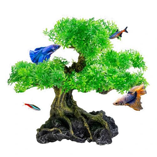 UNEAK - Aquarium Bonsai Tree Plant Fish Tank Decorations Medium/Large Resin Plastic Artificial Plants Flower Ornament Beta Goldfish Decoration Ornaments Freshwater & Saltwater Décor