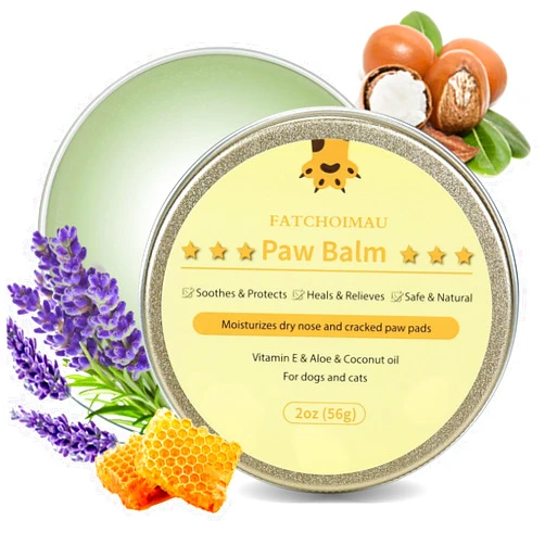 FATCHOIMAU Natural Dog Paw Balm for Dogs and Cats. Moisturizes Dry Nose & Cracked Paw Pads | Snout Soother, Moisturizer & Paw Protector | Lick Safe Dog Nose Balm & Cat Paw Balm 2oz(56g)