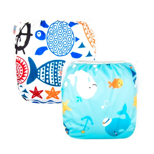 ALVABABY Swim Diapers Large Size 2pcs Pack Reuseable &Adjustable Baby BoyZDYK05-06