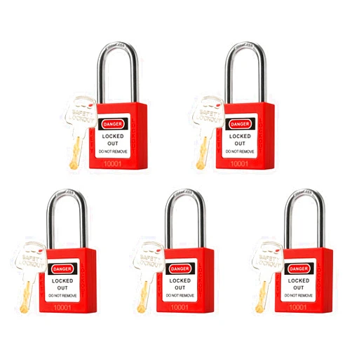 TAEGIQI 5 Red Lockout Tagout Locks Set,Loto Locks Keyed Alike,OSHA Compliant Safety Padlocks for Lock Out Tag Out Kits and Devices
