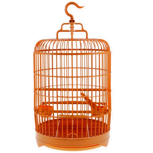 Generic Small Bird Cage Bird Cage Plastic Round Bird Cage with Feeding Bowls and Standing Poles - Hanging Bird Cage for Parakeet Budgie Cockatiel Lovebird Finches Canary - Brown, 10 x 18 Bird Cages