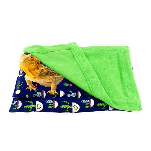 HOSUKKO Bearded Dragon Bed with Pillow Lizard Sleeping Bag Blanket Soft Warm Hideout Terrariums Accessories for Reptile Lizard Bearded Dragon (Blue)