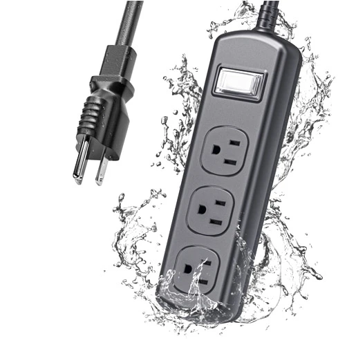 EIGSO Outdoor Power Strip Weatherproof, IPX6 Grade Waterproof Surge Protector with 3 Wide Outlets, Anti-Electric Shock, 6 FT Heavy Duty Extension Cord for Outdoor Patio Garden, Black