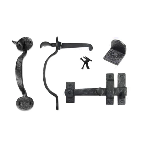 Iron Valley Hardware Iron Valley - Gate Kit - Drop Bar, Bean Thumb Latch, Gate Stop - Solid Cast Iron