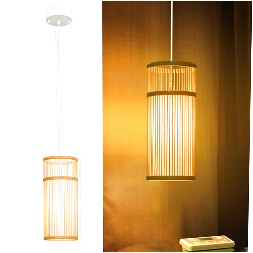 Lumivill Bamboo Pendant Light - Mini Pendant Lights Bedroom - Natural Elegant Woven Pendant Light; Wood Pendant Light for Home Decor