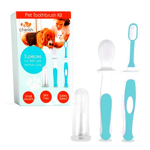 Cherish Baby Care Cherish Pet Care Dog Tooth Brushing Kit (3pcs) - Dog Finger Toothbrush, Double-Sided Toothbrush, Small Dog Toothbrush, Dog Teeth Cleaning, Puppy Tooth Brushing Kit, Small Dog Tooth Brushing Kit