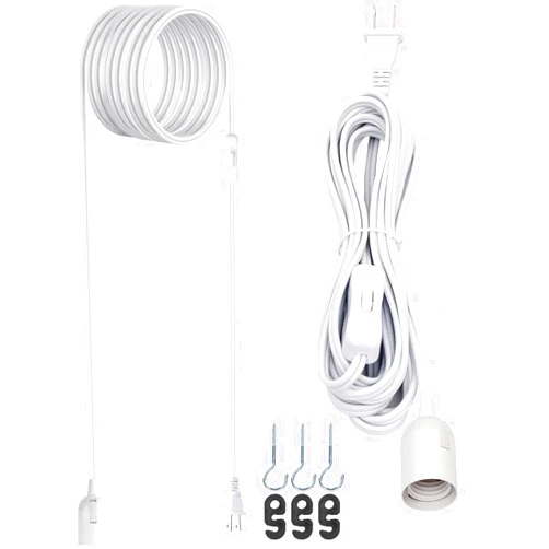 JACKYLED 20Ft UL Approval Extension Hanging Lantern Pendant Light Lamp Cord Cable 360W Suitable for E26 E27 Socket with On/Off Switch for Paper Lantern