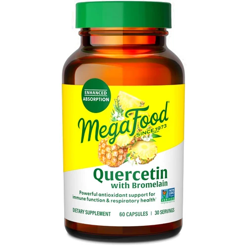 MegaFood Quercetin with Bromelain - Respiratory & Seasonal Immune Support Supplement - Quercetin 500mg Capsules & Enhanced Absorption with Bromelain - Vegan, Gluten-Free - 60 Capsules, 30 Servings