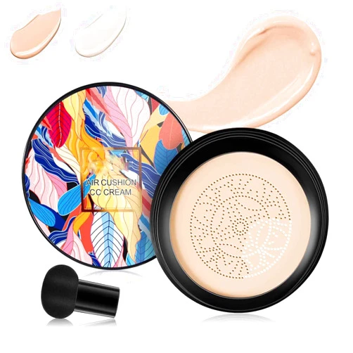 HOMOCOO Indicativet Makeup, Indicativet Mushroom Head Air Cushion CC Cream, Indicativet CC Cream, Air Cushion CC Cream Mushroom Head, Long-Lasting Matte Waterproof (Natural)