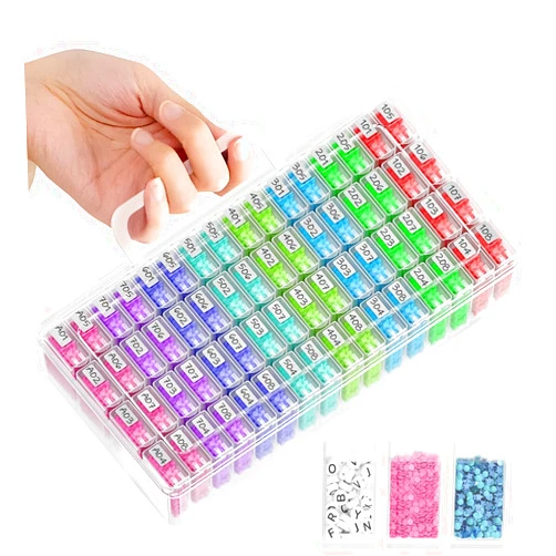 ARTDOT Diamond Painting Storage Containers, Diamond Art Portable Bead Storage Organizer 64 Gird Diamond Painting Accessories (Storage Box)
