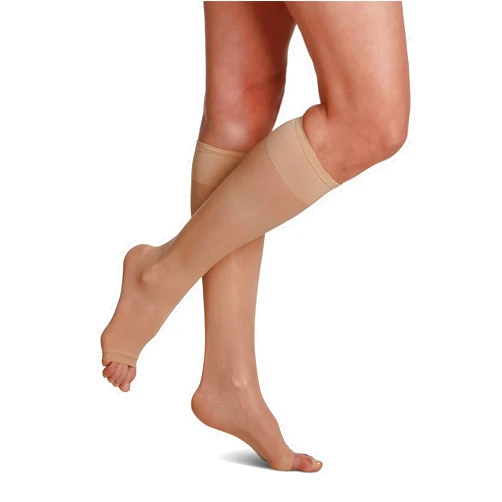 SIGVARIS Women's Sheer Fashion Open Toe Calf Height - 15-20mmHg Weight Compression Hose - Lightweight & Breathable in Soft Stretch Fabric for Comfortable Everyday Wear