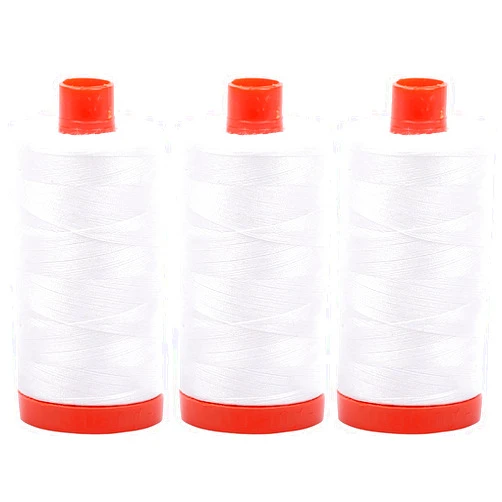 Aurifil 3-PACK - Aurifil 50WT - Natural White, Solid - Mako Cotton Thread - 1422Yds EACH - MK50-2021